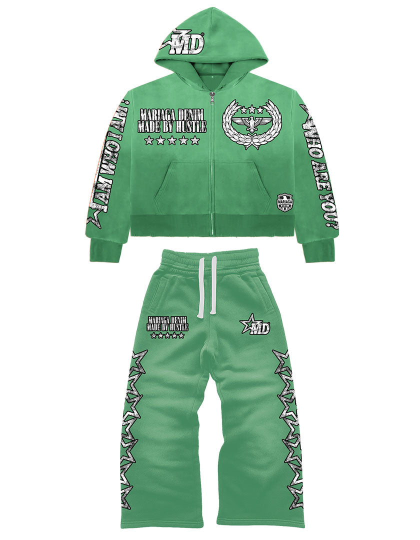 MADE BY HUSTLE SWEATSUIT (GREEN)
